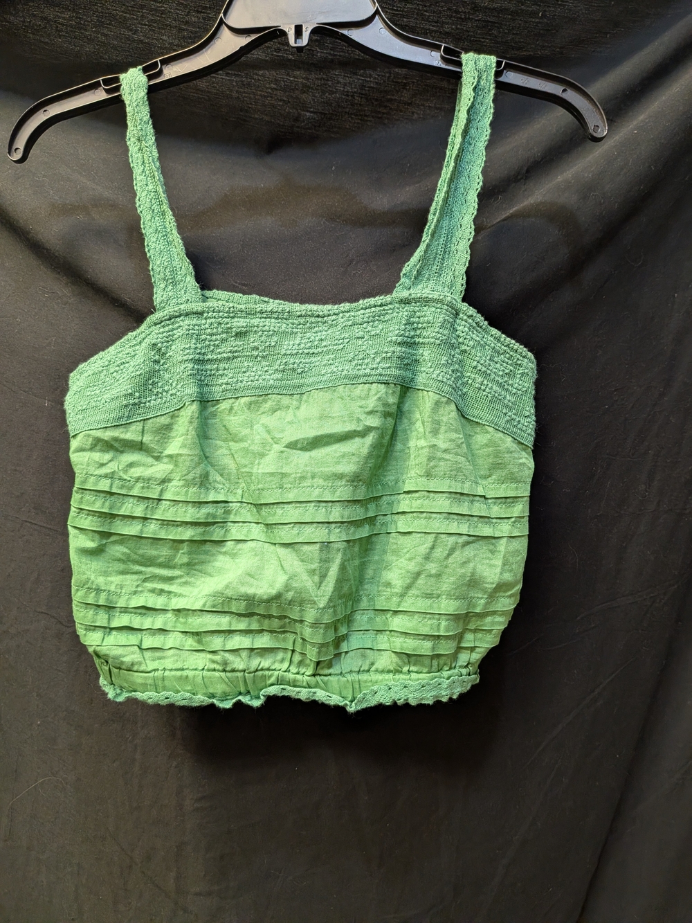 Aeropostale Green Smocked Cropped Camisole